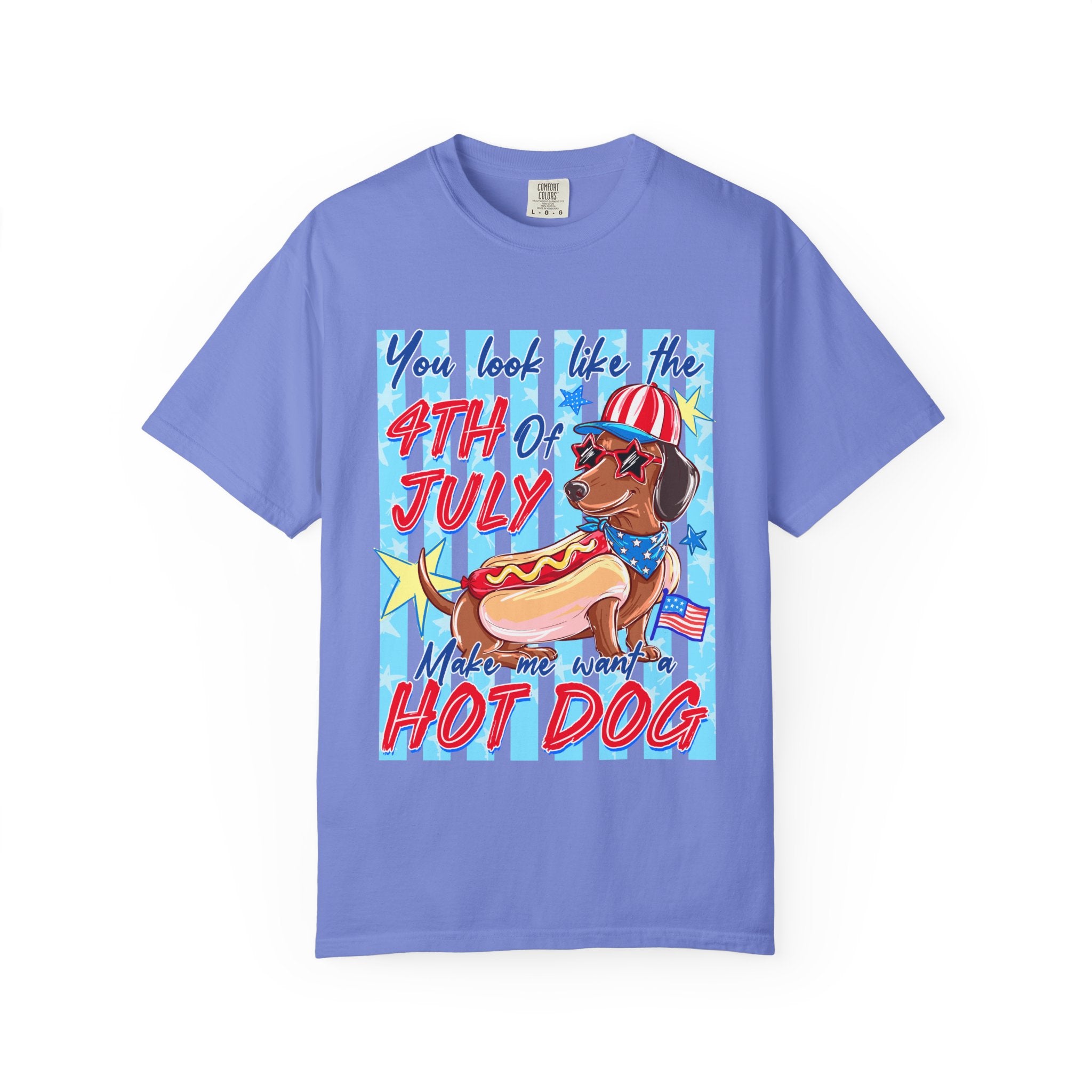 4th of July Hot Dog Dachshund T-Shirt — Funny Patriotic Summer Tee