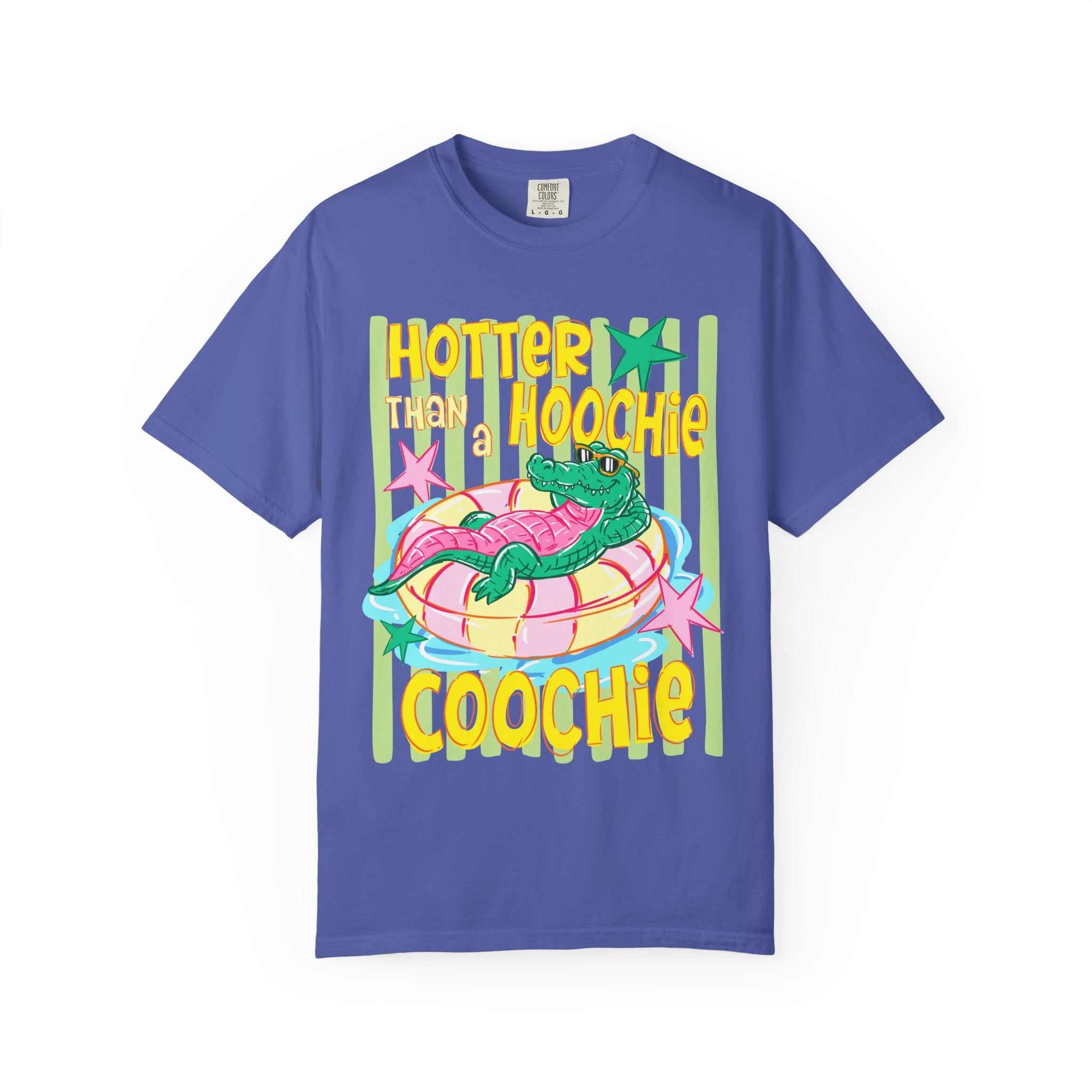 Graphic T-Shirt — “Hotter Than Hoochie Coochie” Retro Pool Float Design