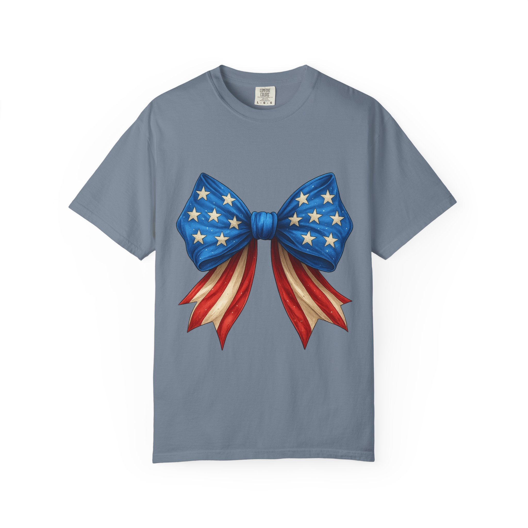 American Flag Bow T-Shirt — Patriotic Stars & Stripes Graphic Tee for Fourth of July