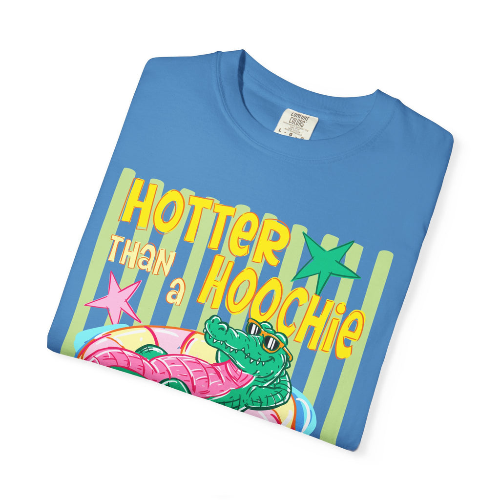 Graphic T-Shirt — “Hotter Than Hoochie Coochie” Retro Pool Float Design