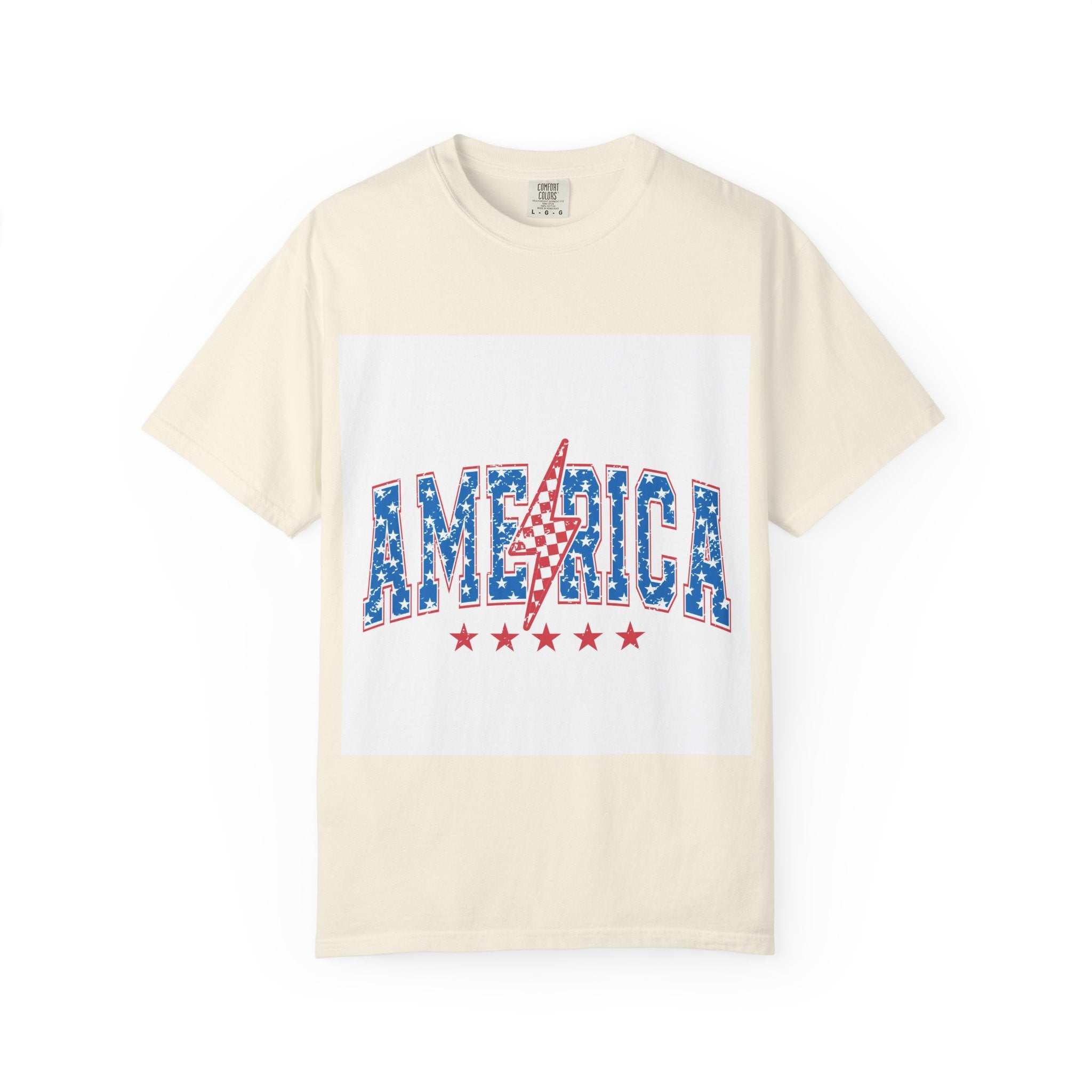 America Lightning Bolt T-Shirt — Patriotic Stars & Stripes Graphic