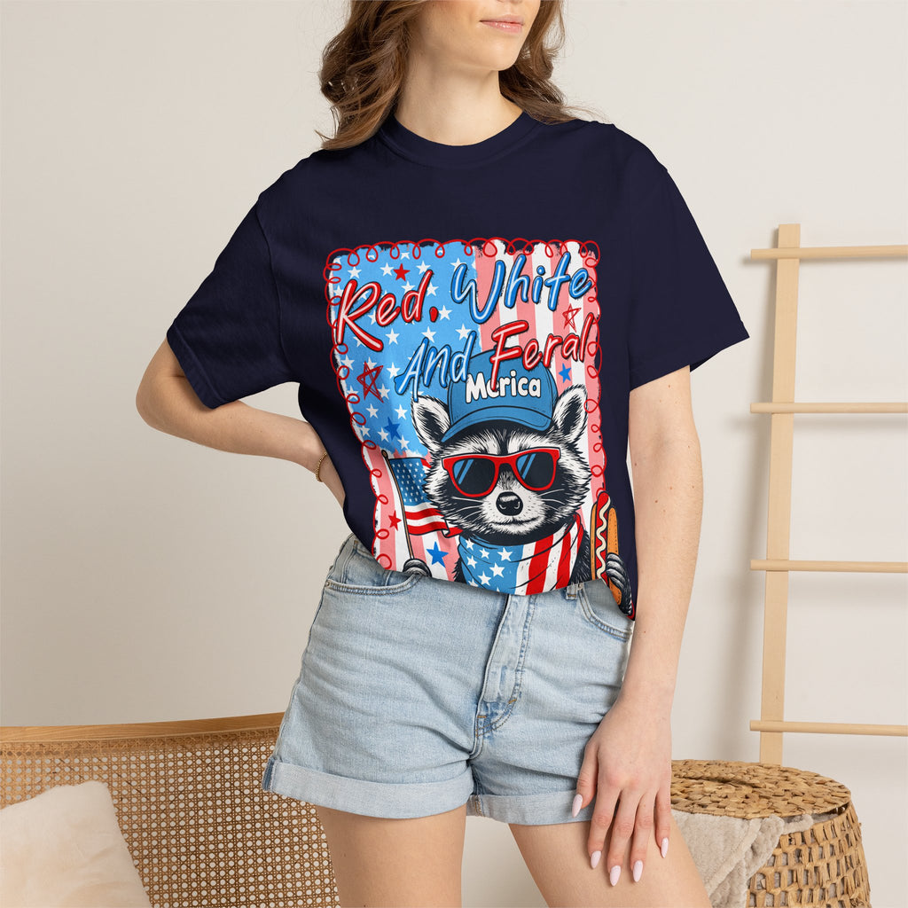 Patriotic Raccoon T‑Shirt — "Red, White and Ferale 'Merica" 4th of July Tee