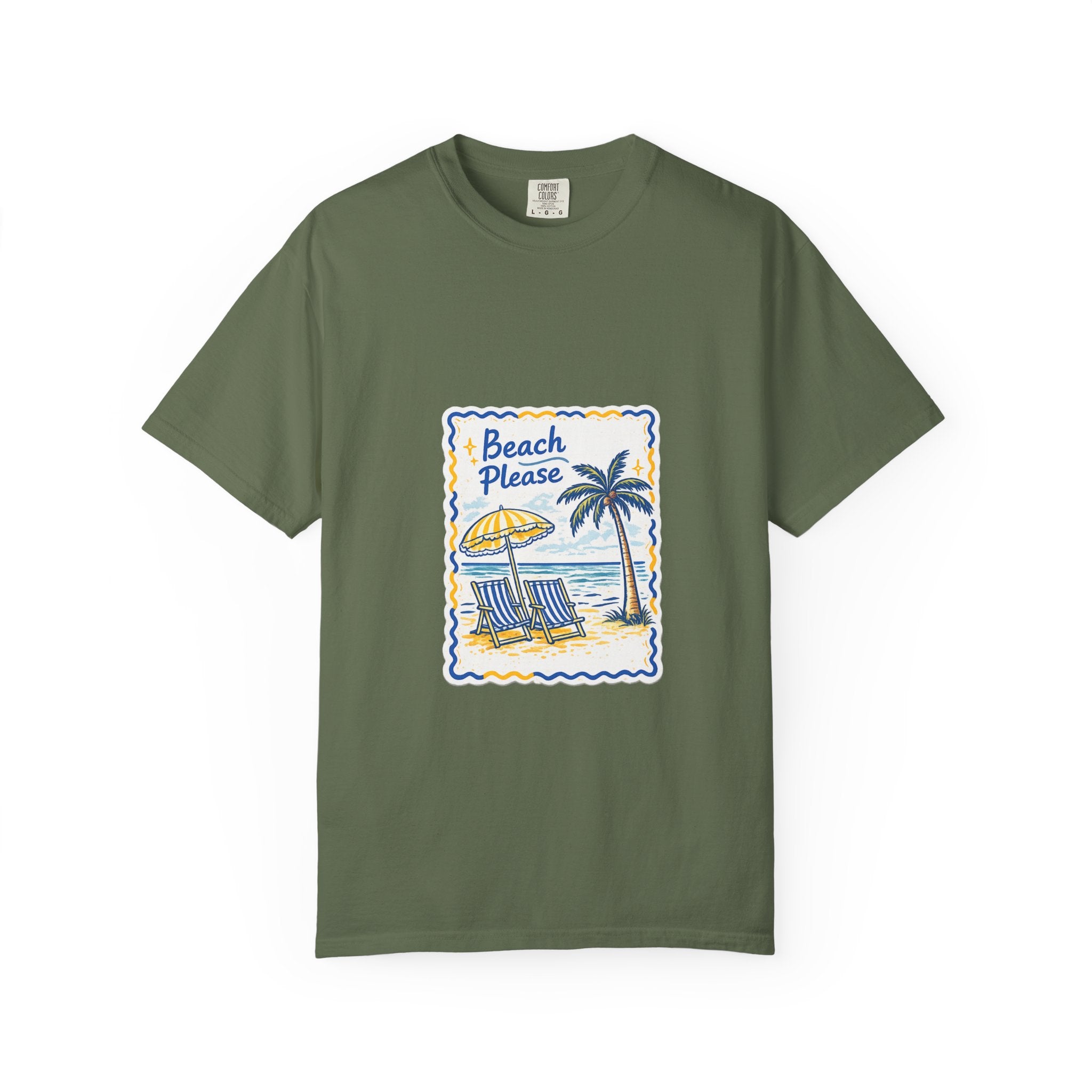 Beach Please T-Shirt — Vintage Palm Tree Seaside Graphic Tee