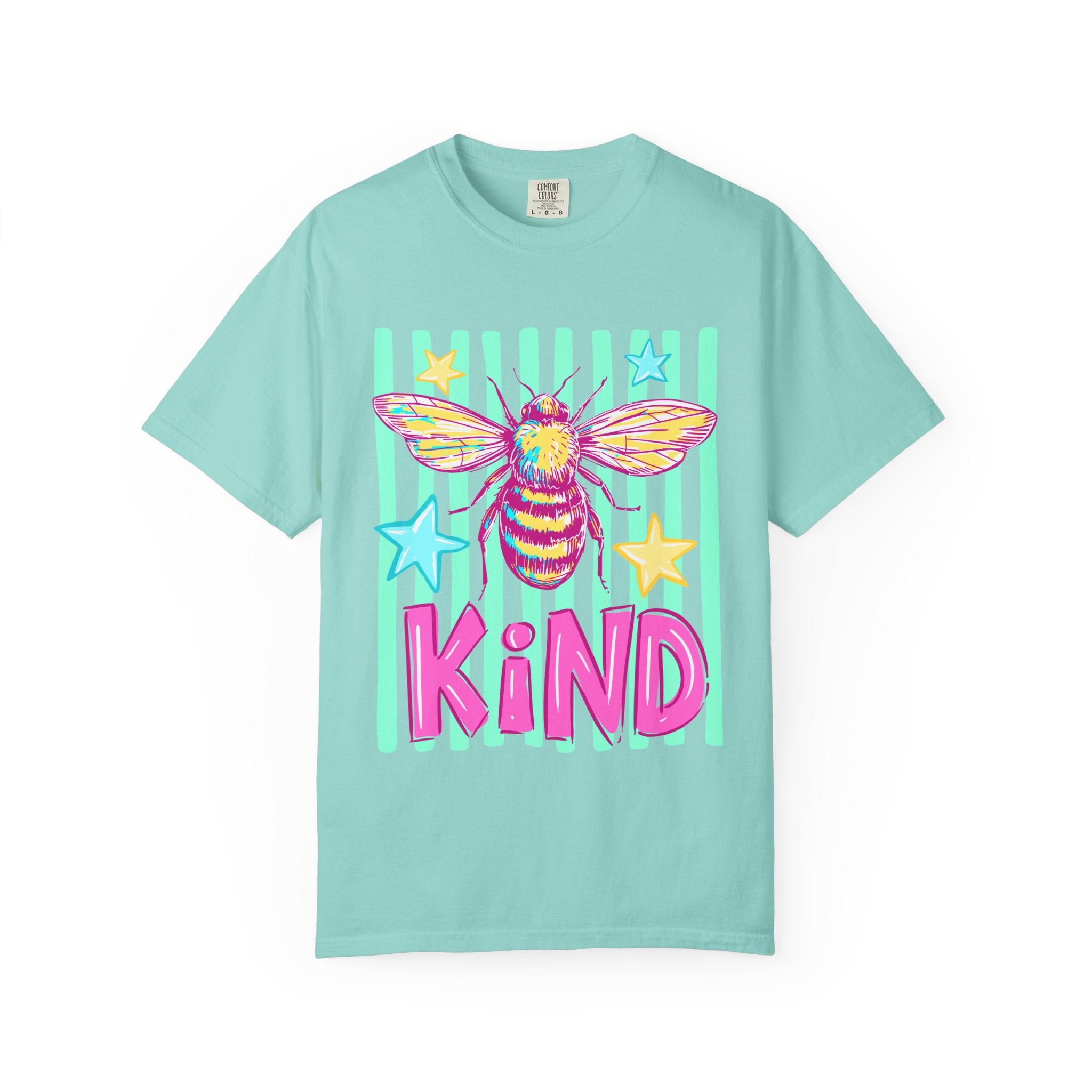 Kind Bee T-Shirt — Bright Pastel Graphic Tee with 'KIND' Text