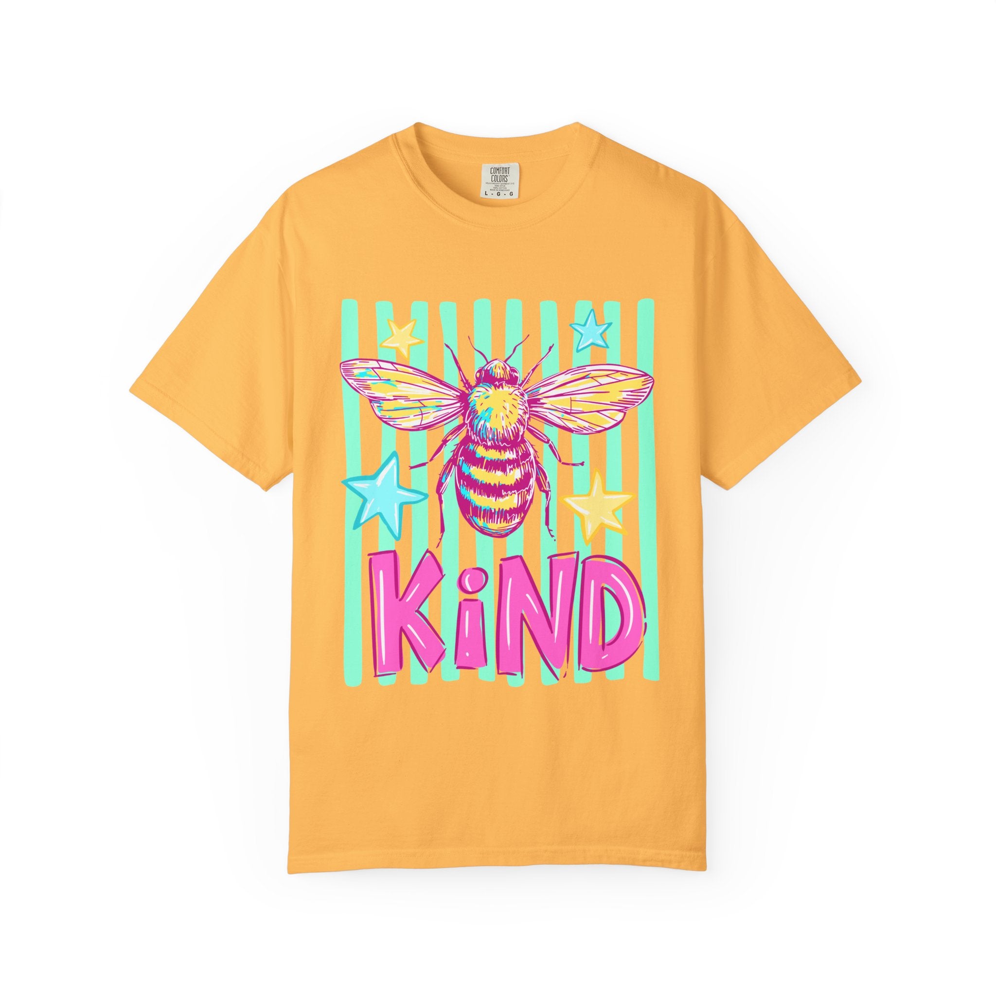 Kind Bee T-Shirt — Bright Pastel Graphic Tee with 'KIND' Text
