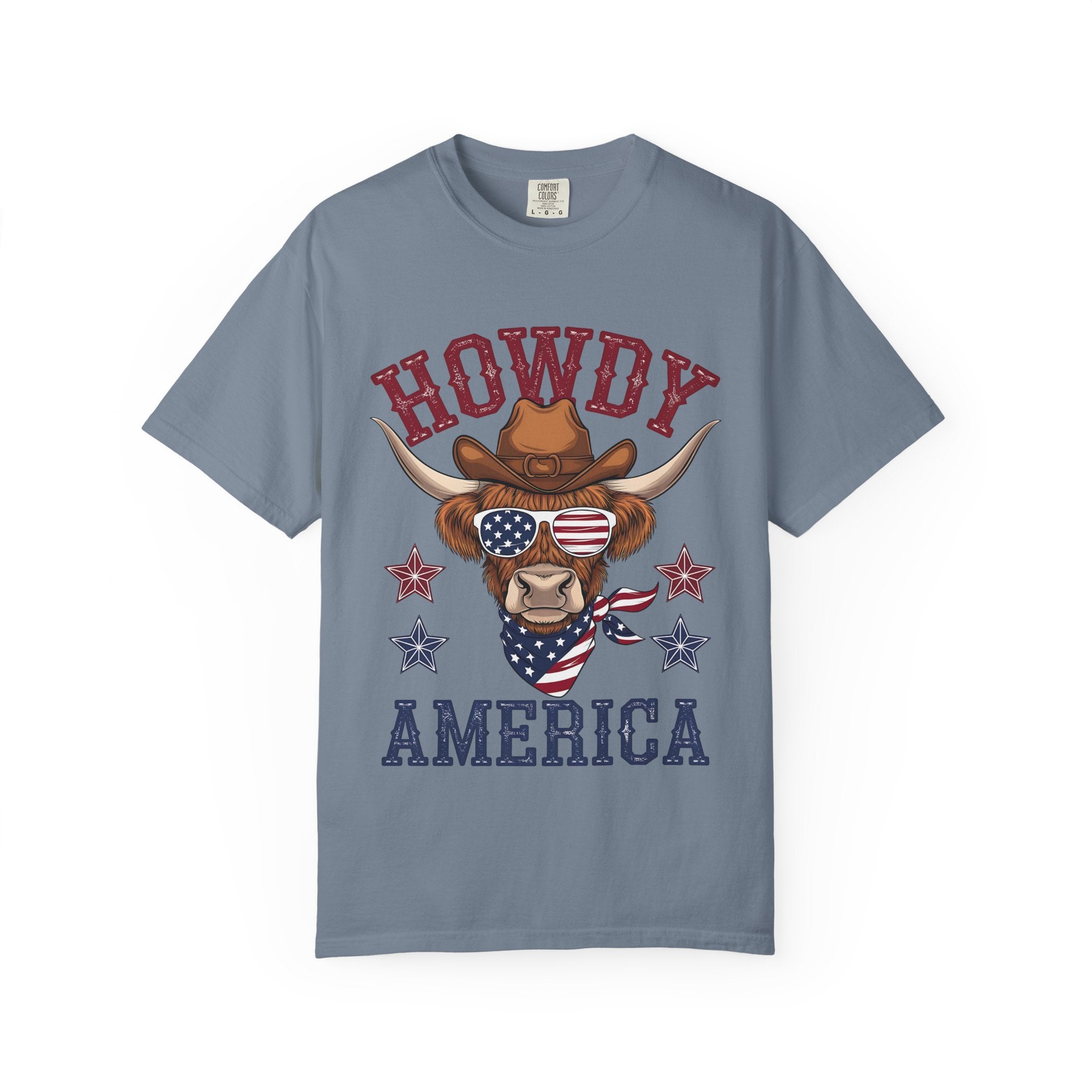 Howdy America Patriotic Cow Tee