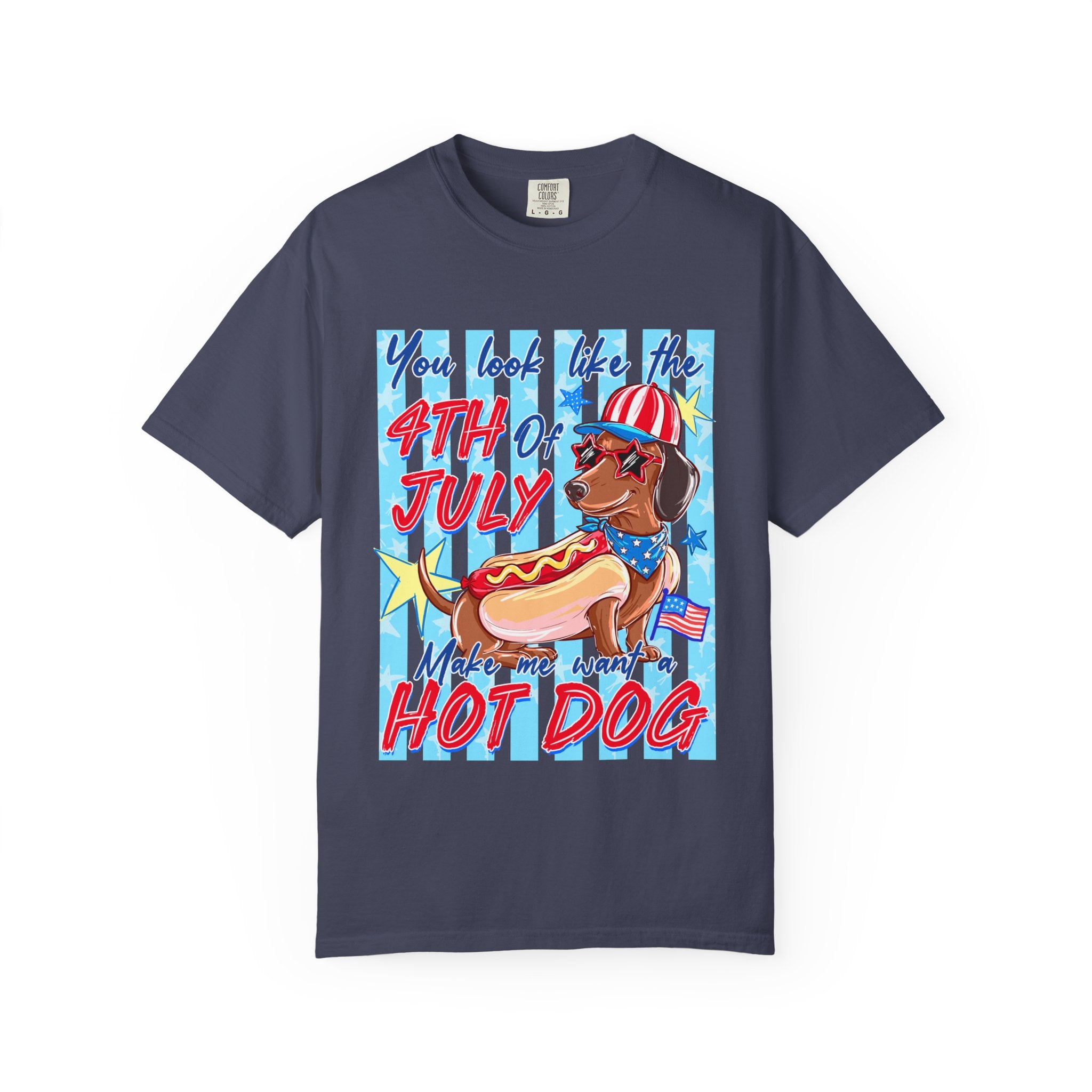 4th of July Hot Dog Dachshund T-Shirt — Funny Patriotic Summer Tee