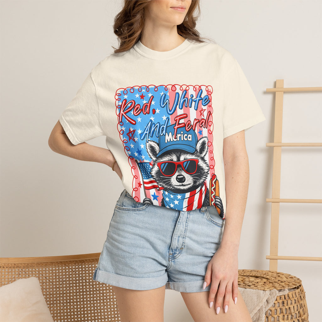 Patriotic Raccoon T‑Shirt — "Red, White and Ferale 'Merica" 4th of July Tee