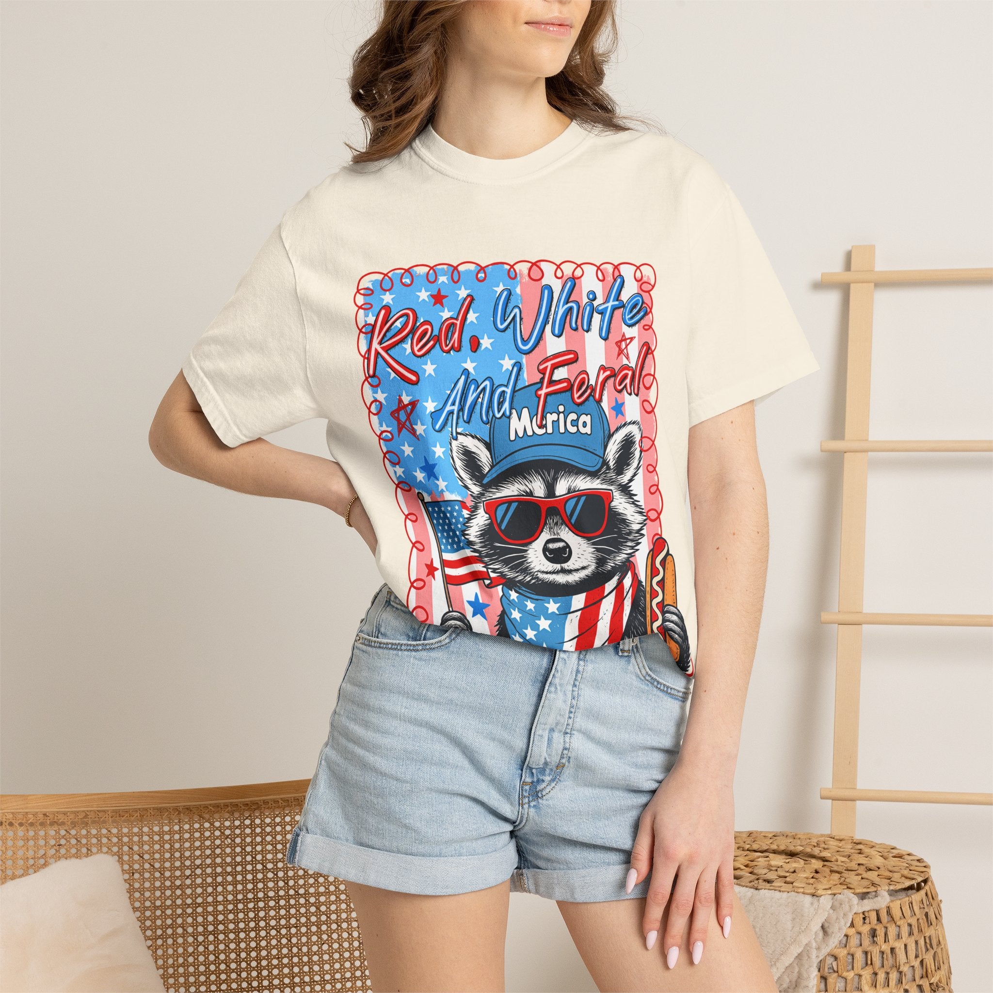Patriotic Raccoon T‑Shirt — "Red, White and Ferale 'Merica" 4th of July Tee