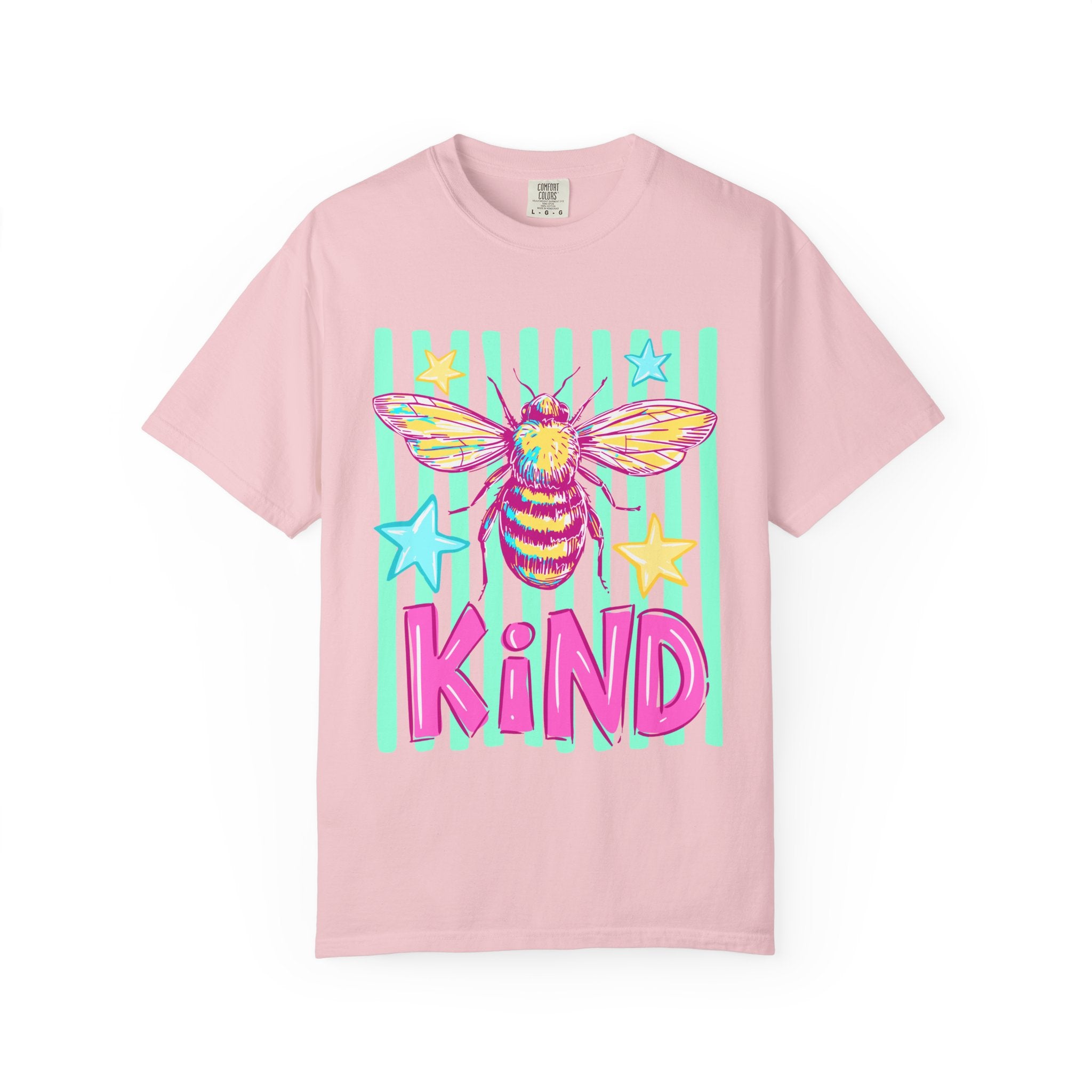 Kind Bee T-Shirt — Bright Pastel Graphic Tee with 'KIND' Text