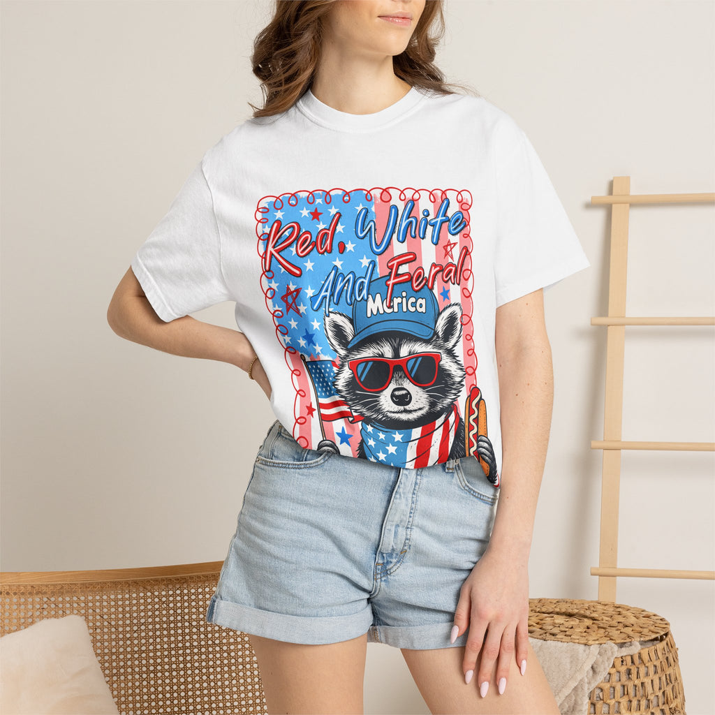 Patriotic Raccoon T‑Shirt — "Red, White and Ferale 'Merica" 4th of July Tee