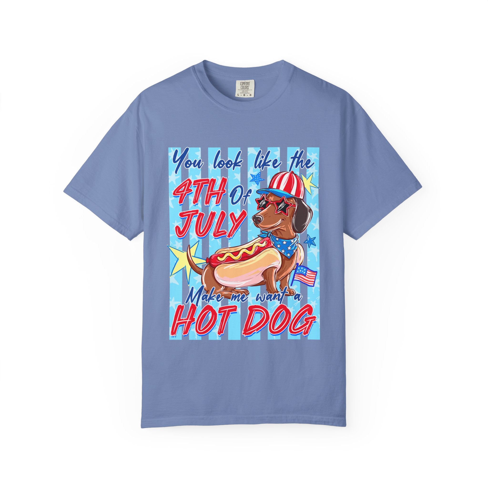 4th of July Hot Dog Dachshund T-Shirt — Funny Patriotic Summer Tee