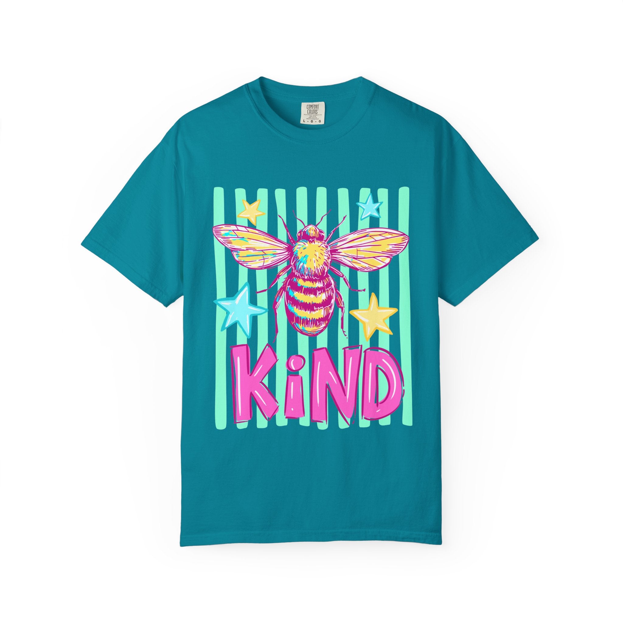 Kind Bee T-Shirt — Bright Pastel Graphic Tee with 'KIND' Text