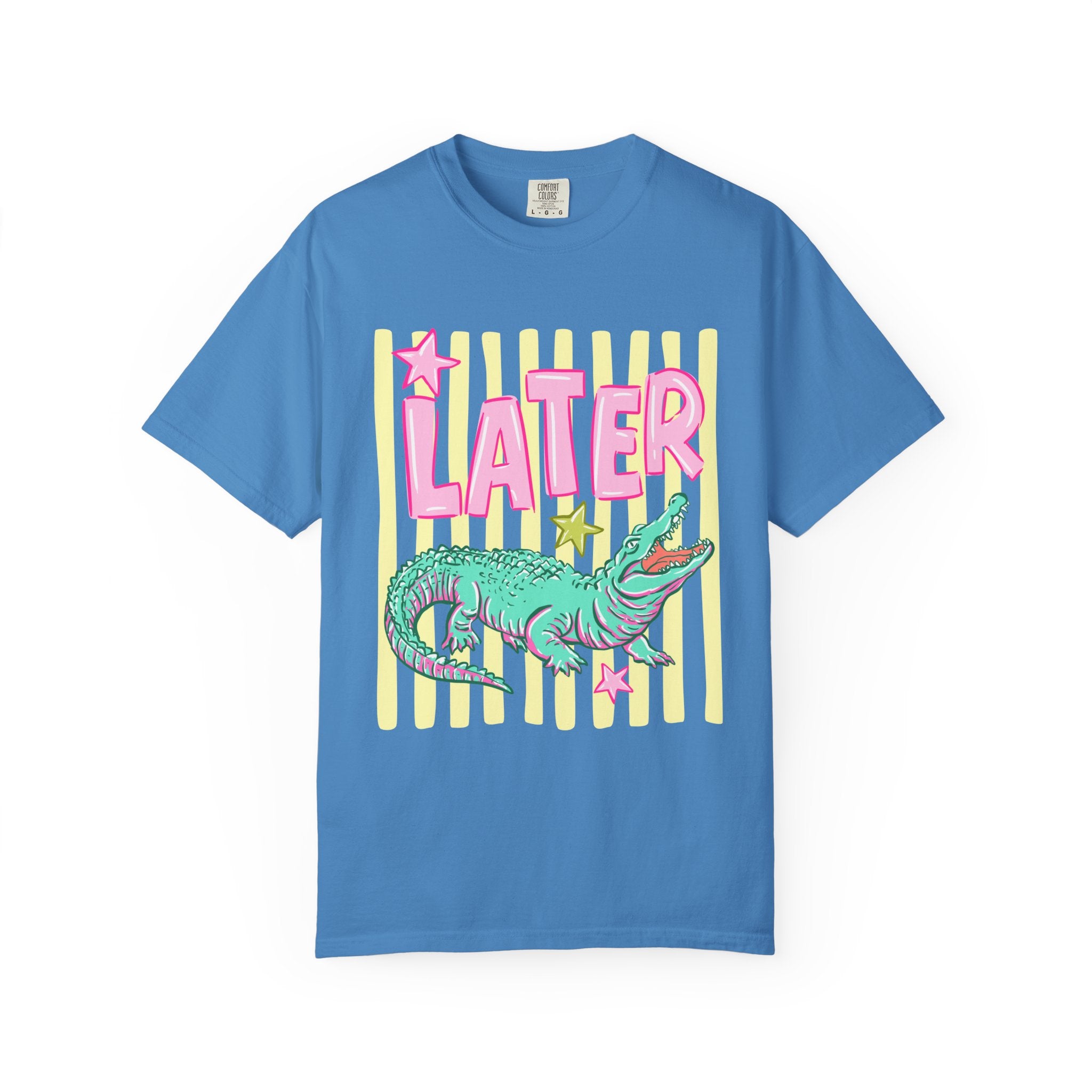 Later Alligator T-Shirt — Retro Neon Crocodile Graphic Tee