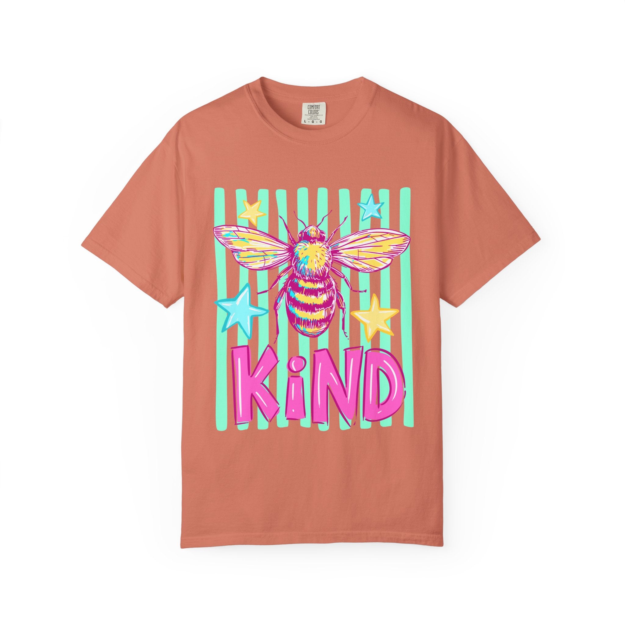 Kind Bee T-Shirt — Bright Pastel Graphic Tee with 'KIND' Text