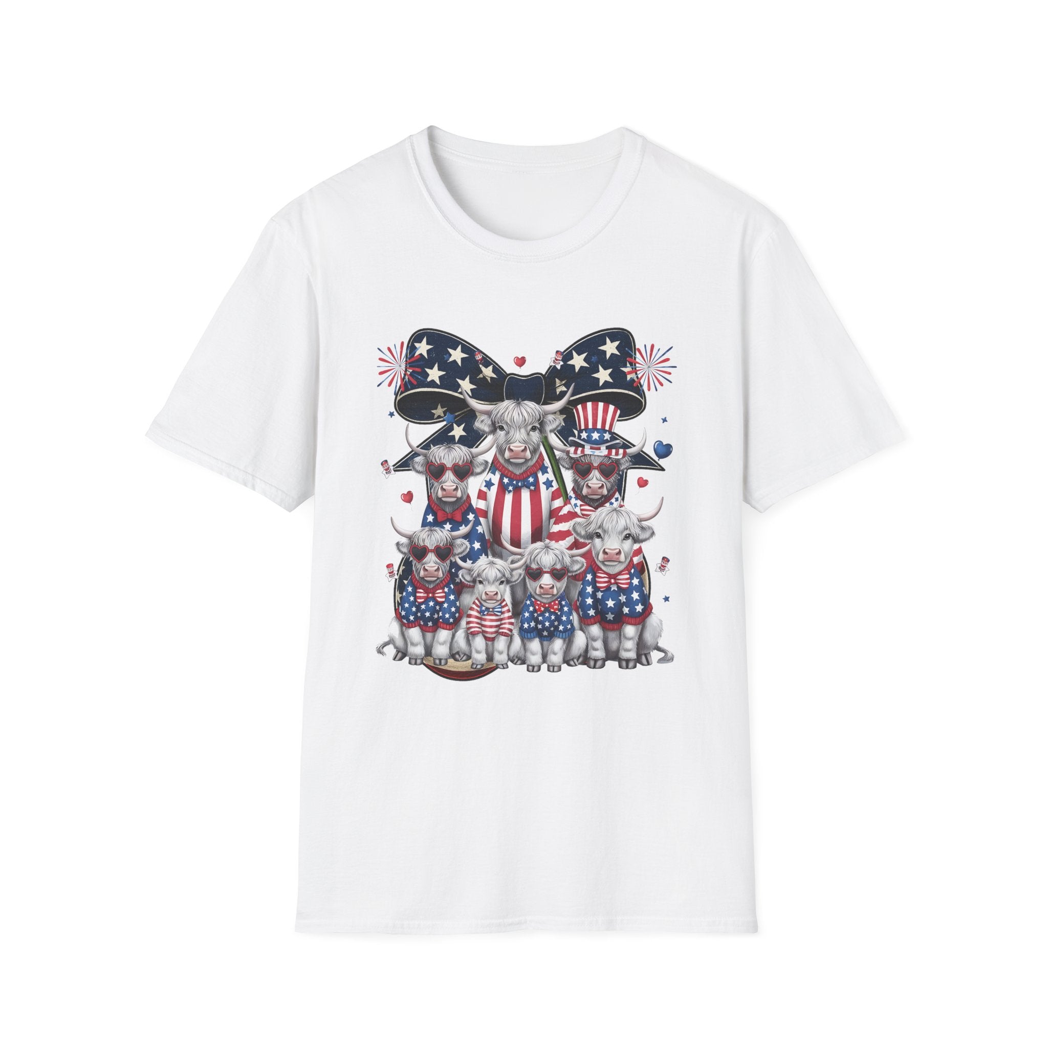 Patriotic Cherry T-Shirt — American Flag Bow & Cherries Graphic