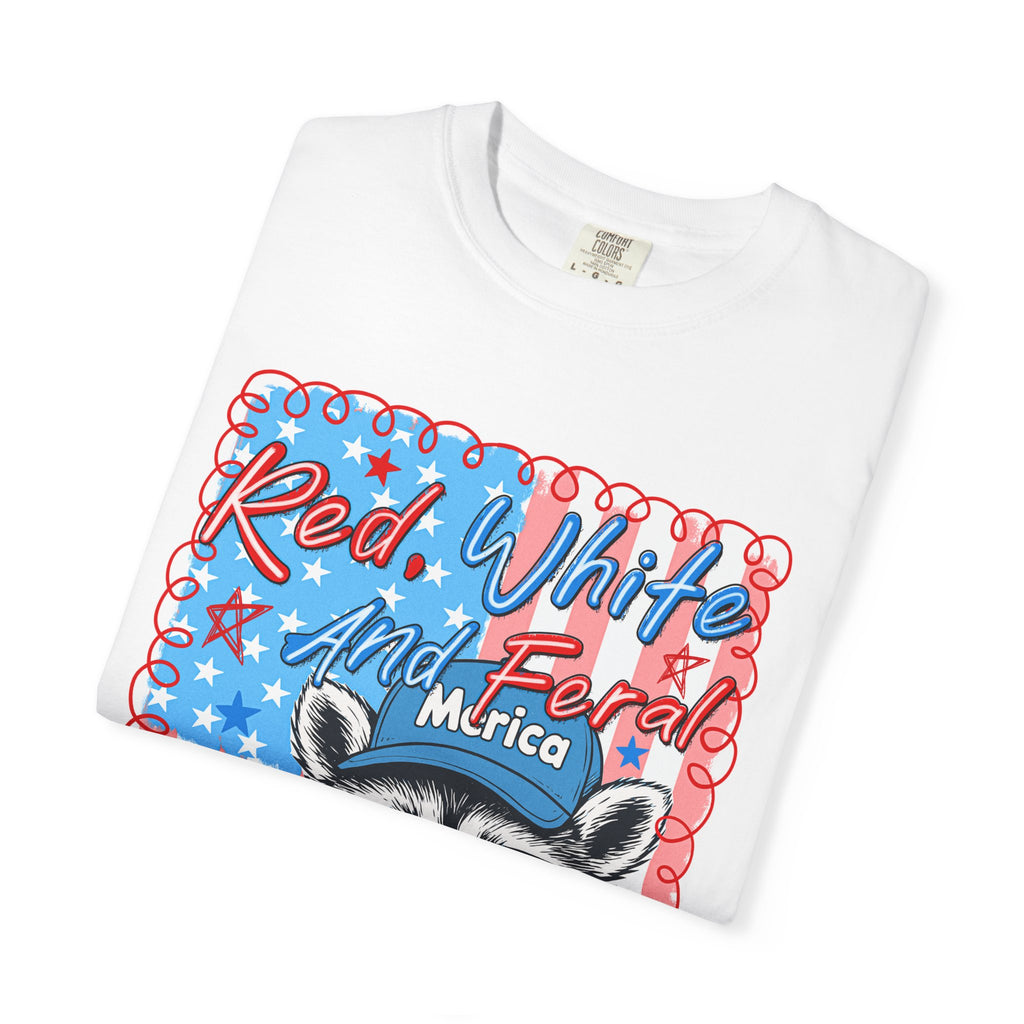 Patriotic Raccoon T‑Shirt — "Red, White and Ferale 'Merica" 4th of July Tee