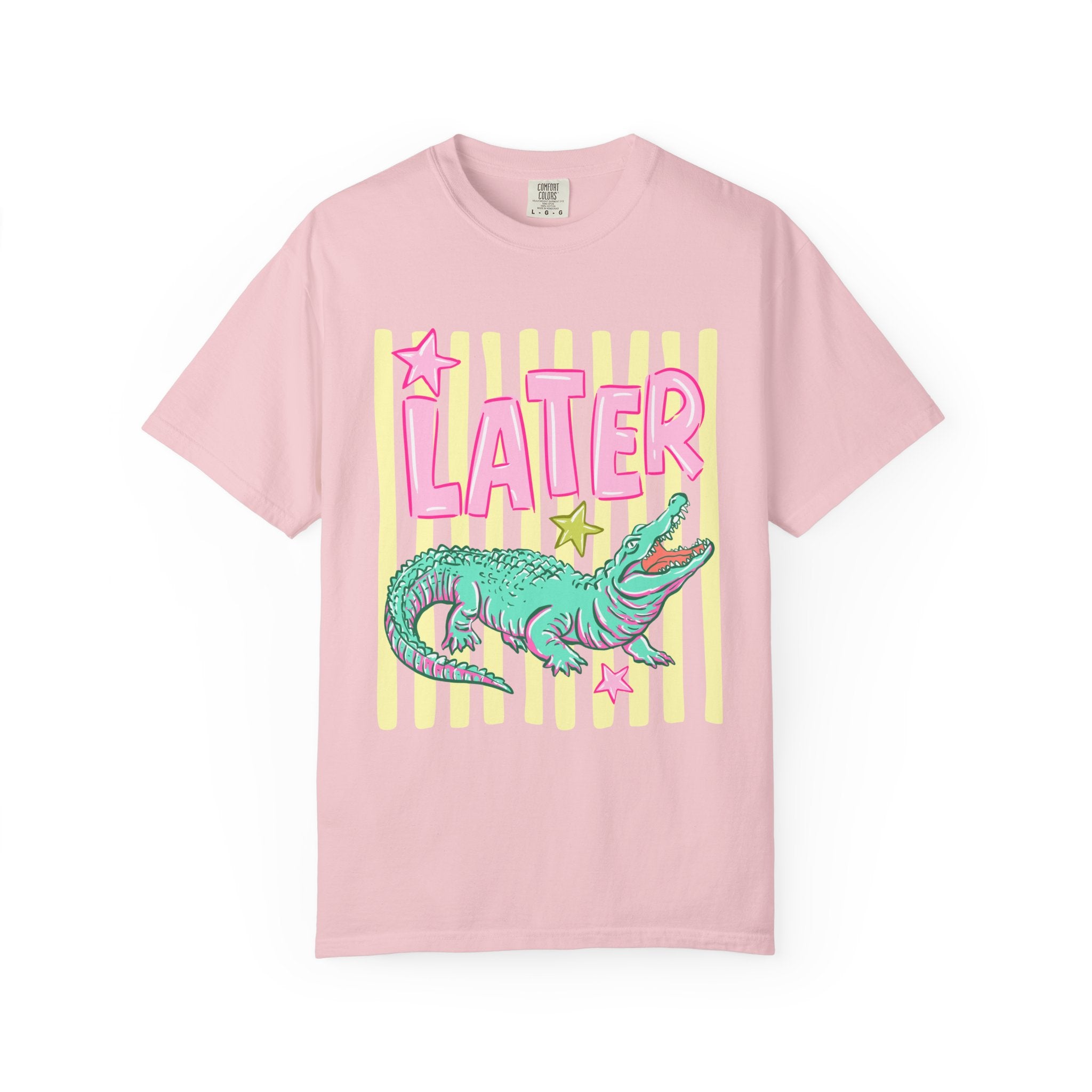 Later Alligator T-Shirt — Retro Neon Crocodile Graphic Tee