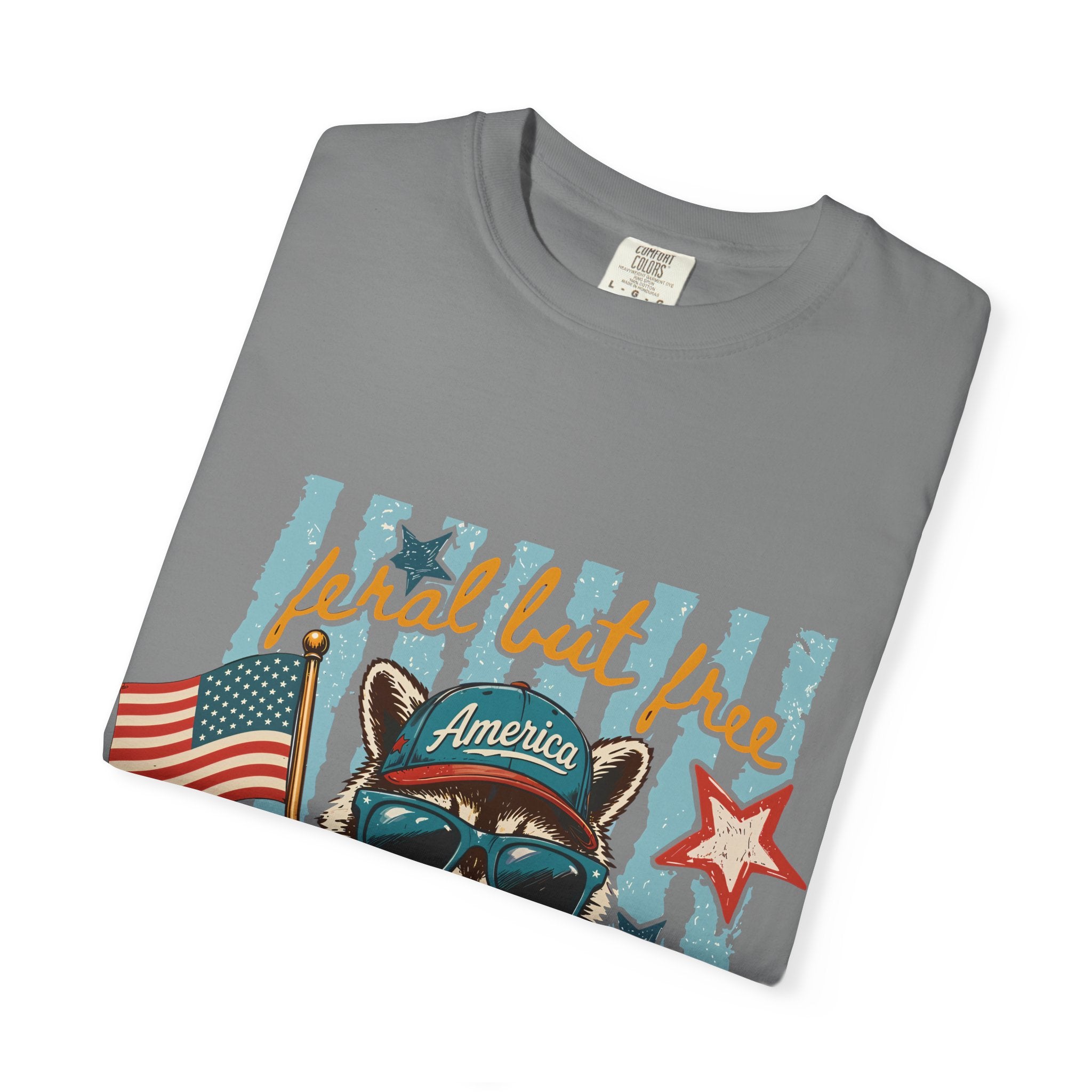 T-Shirt — "Loyal but Free" Patriotic Raccoon Graphic (Est. 1776)