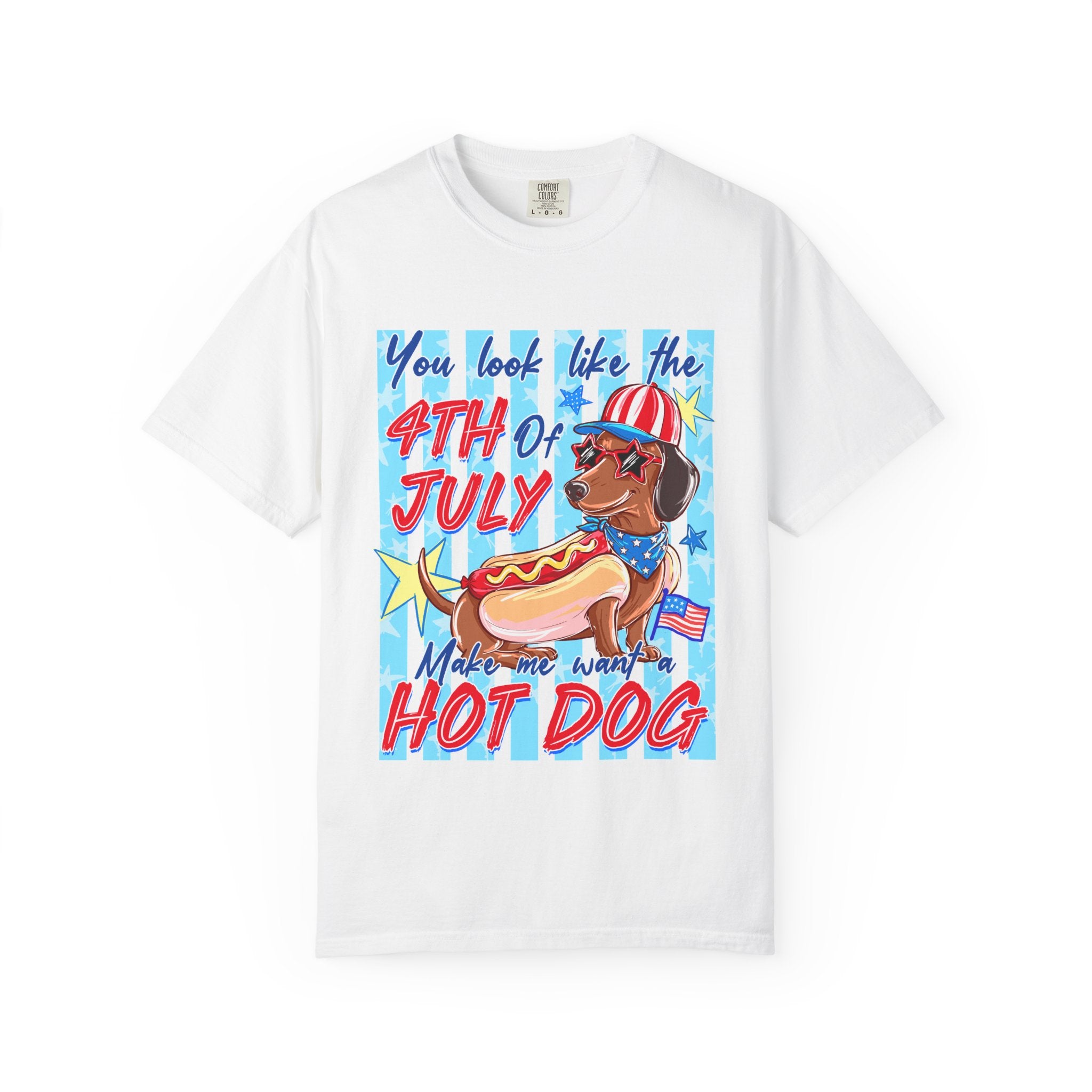4th of July Hot Dog Dachshund T-Shirt — Funny Patriotic Summer Tee