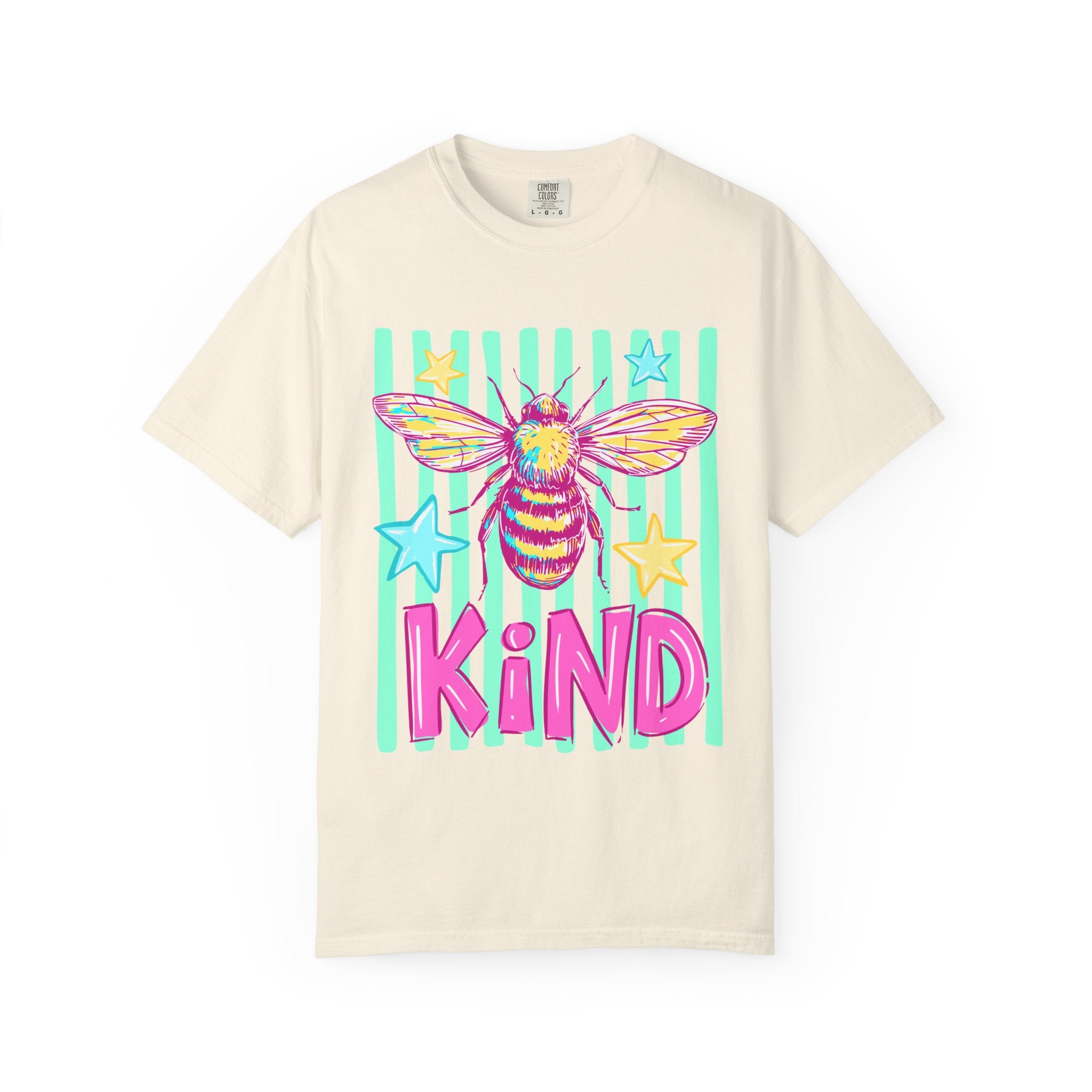 Kind Bee T-Shirt — Bright Pastel Graphic Tee with 'KIND' Text