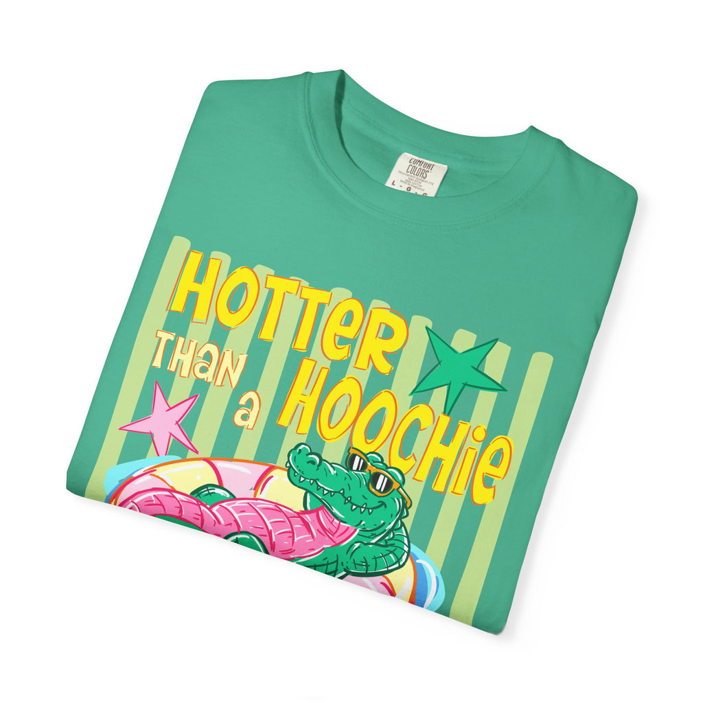 Graphic T-Shirt — “Hotter Than Hoochie Coochie” Retro Pool Float Design