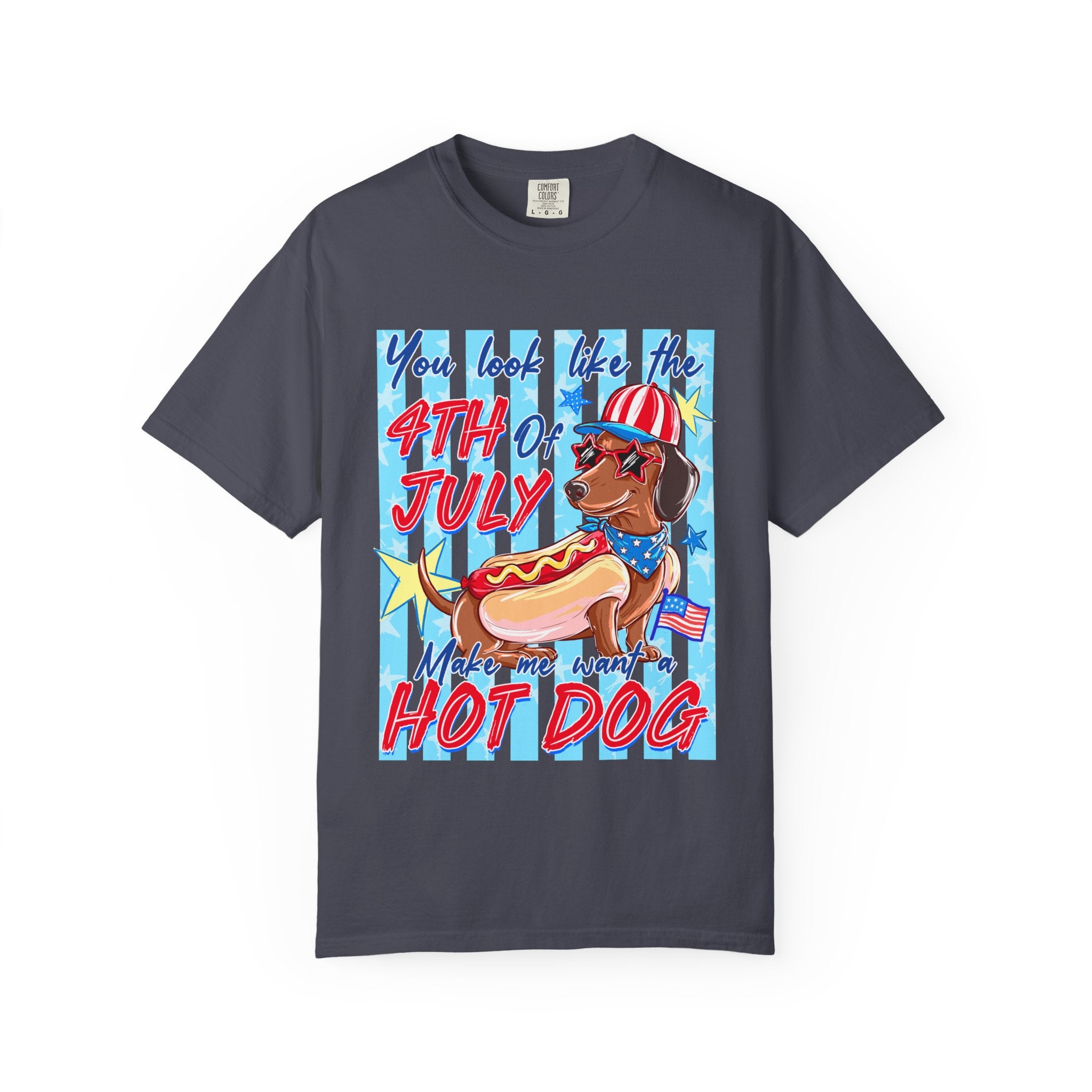 4th of July Hot Dog Dachshund T-Shirt — Funny Patriotic Summer Tee