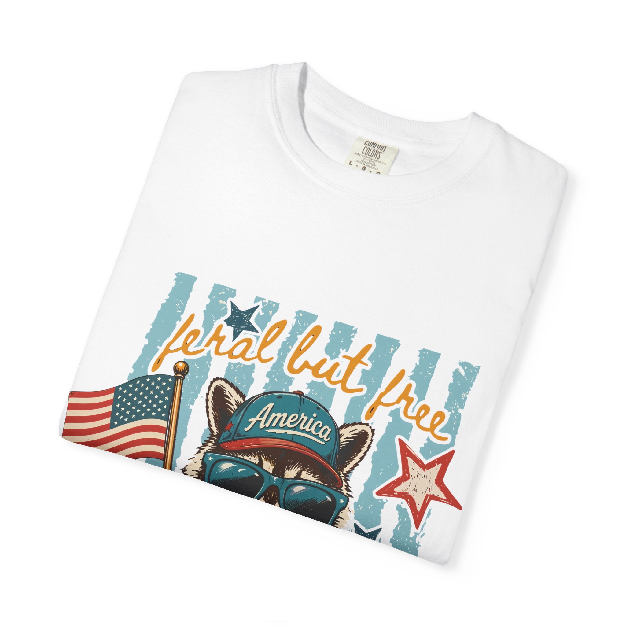 T-Shirt — "Loyal but Free" Patriotic Raccoon Graphic (Est. 1776)
