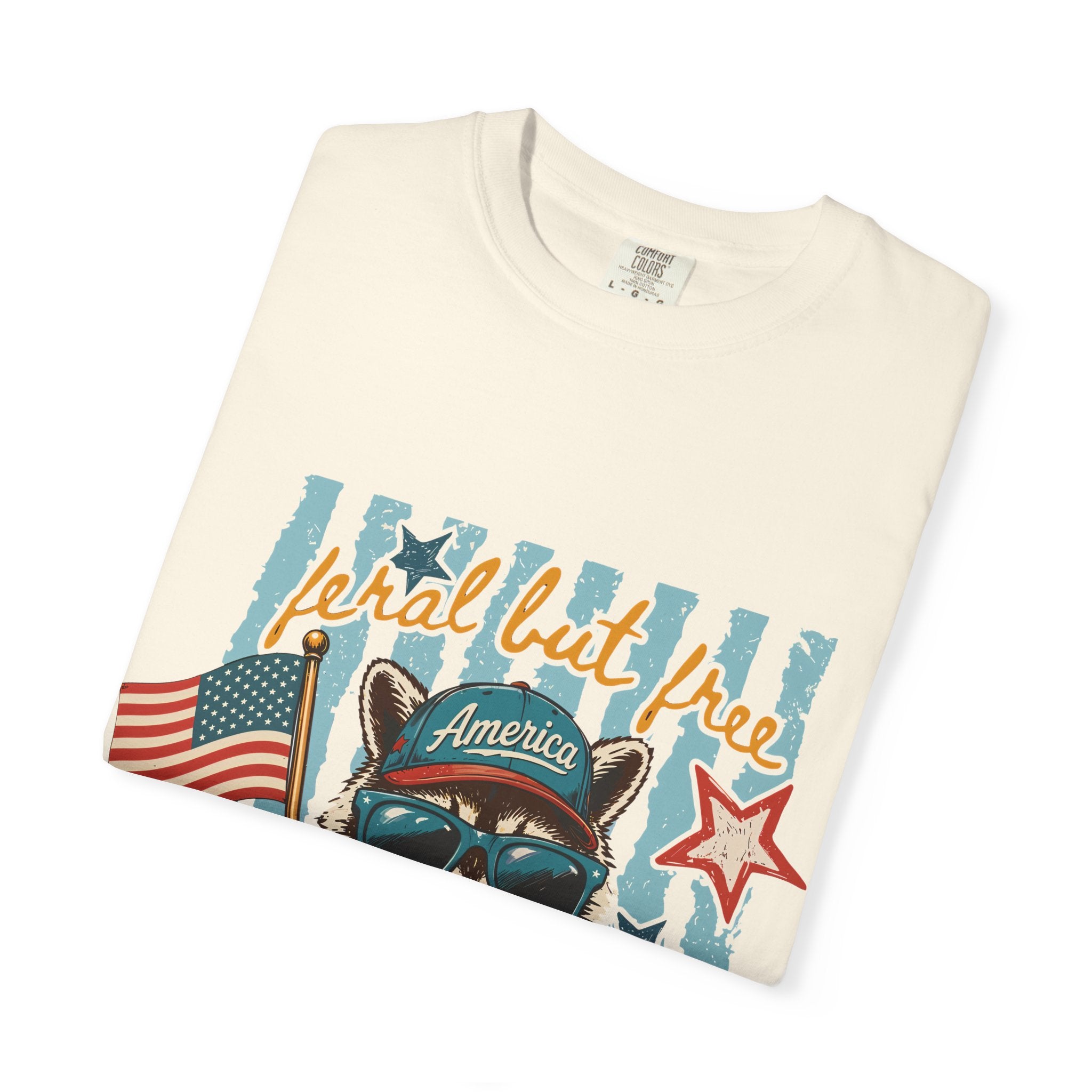 T-Shirt — "Loyal but Free" Patriotic Raccoon Graphic (Est. 1776)