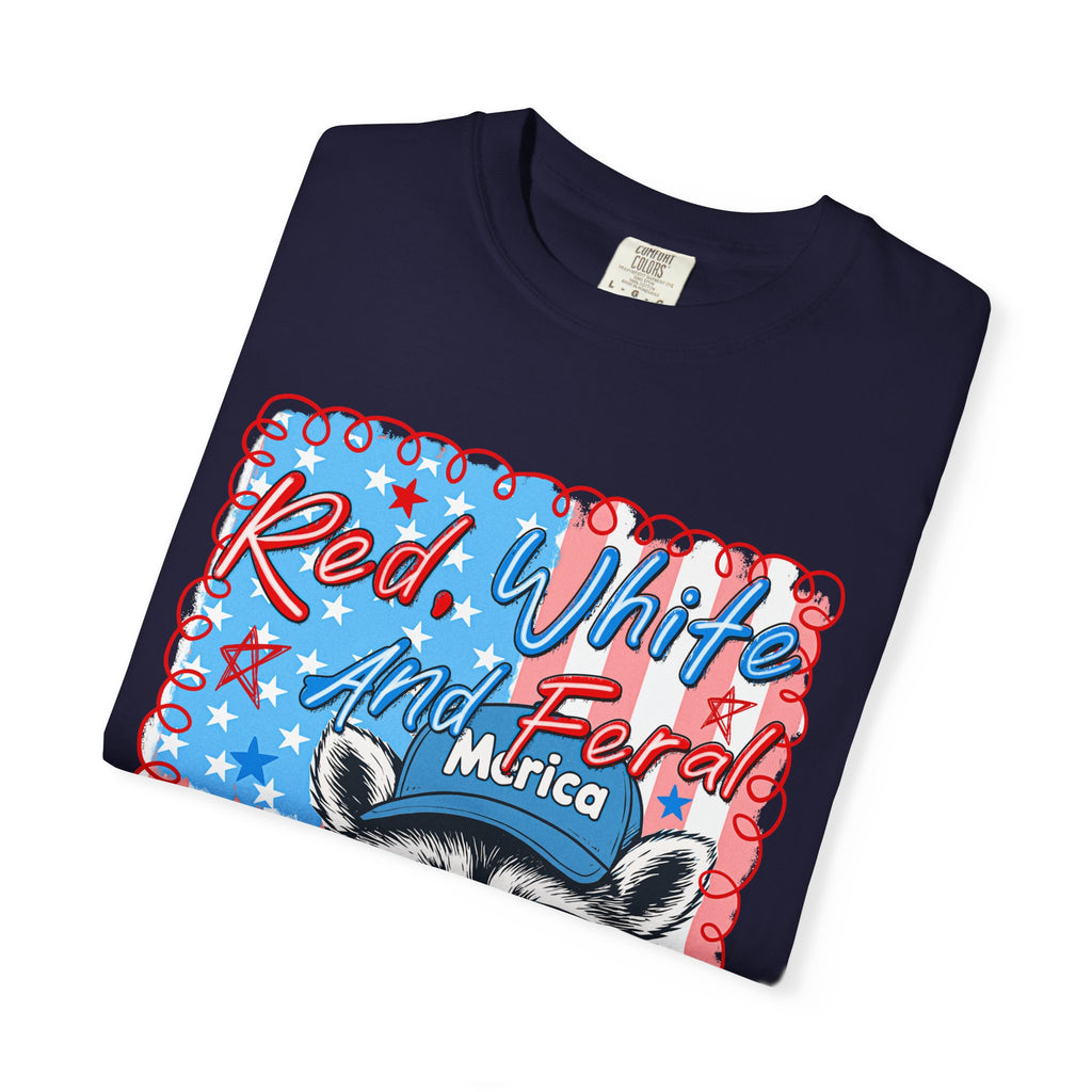 Patriotic Raccoon T‑Shirt — "Red, White and Ferale 'Merica" 4th of July Tee